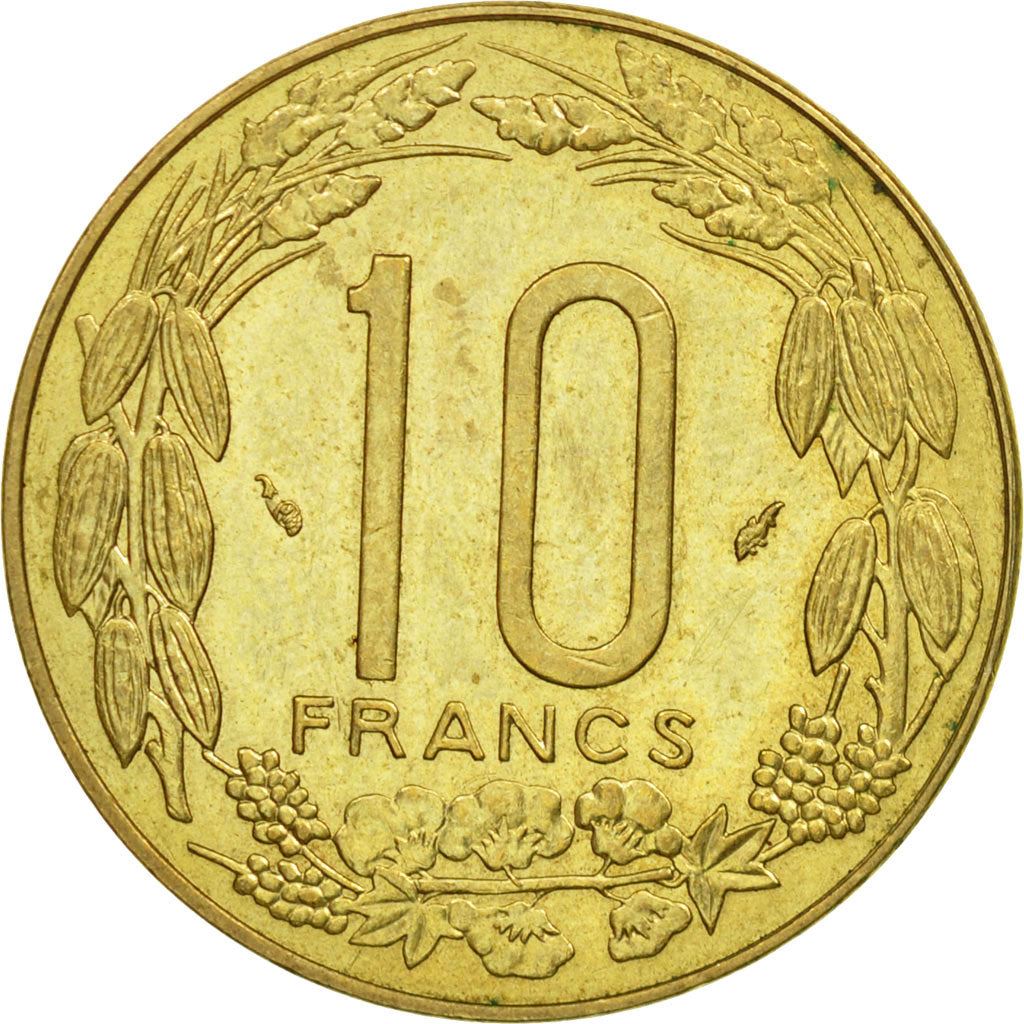Central African States | 10 Francs Cfa Coin | Antelope | Crops | Km:9 | 1974 - 2003