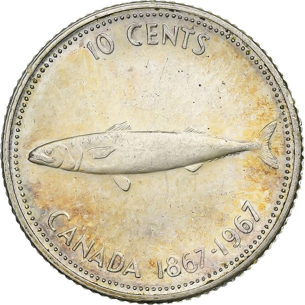 Canada | 10 cent mønt | Sølv | Makrel | KM:67a | 1967