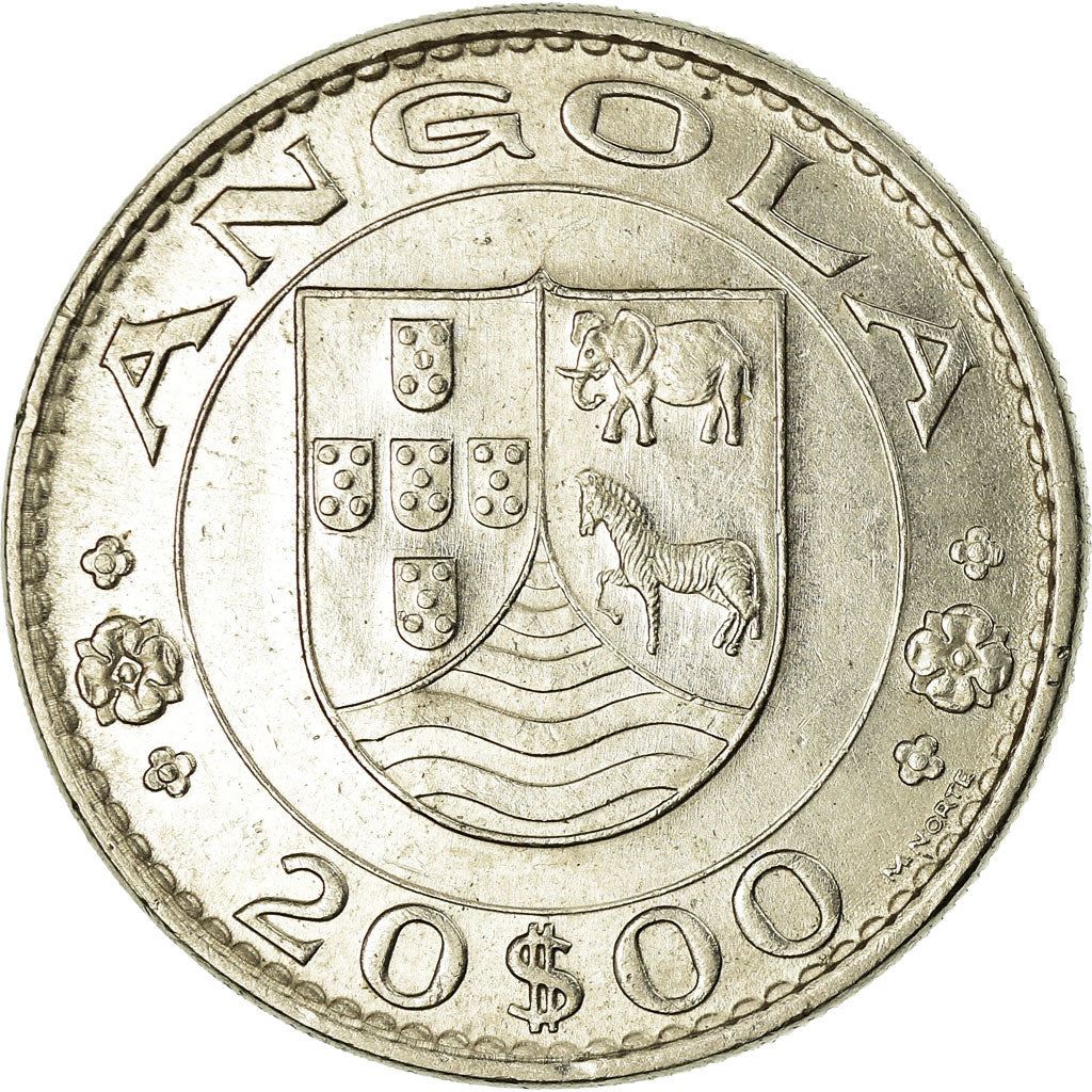 Angola | 20 Escudos Coin | Horse | Elephant | Shield | Km:80 | 1971 - 1972
