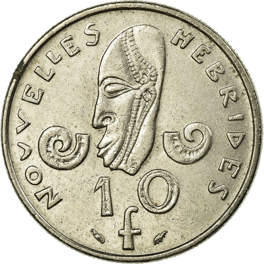New Hebrides | 10 Francs Coin | Marianne | Native Mask | Snails | Km:2.2 | 1973 - 1982