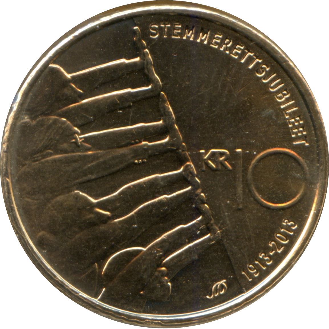 Norway | 10 Kroner Coin | Universal Suffrage | KM:488 | 2013