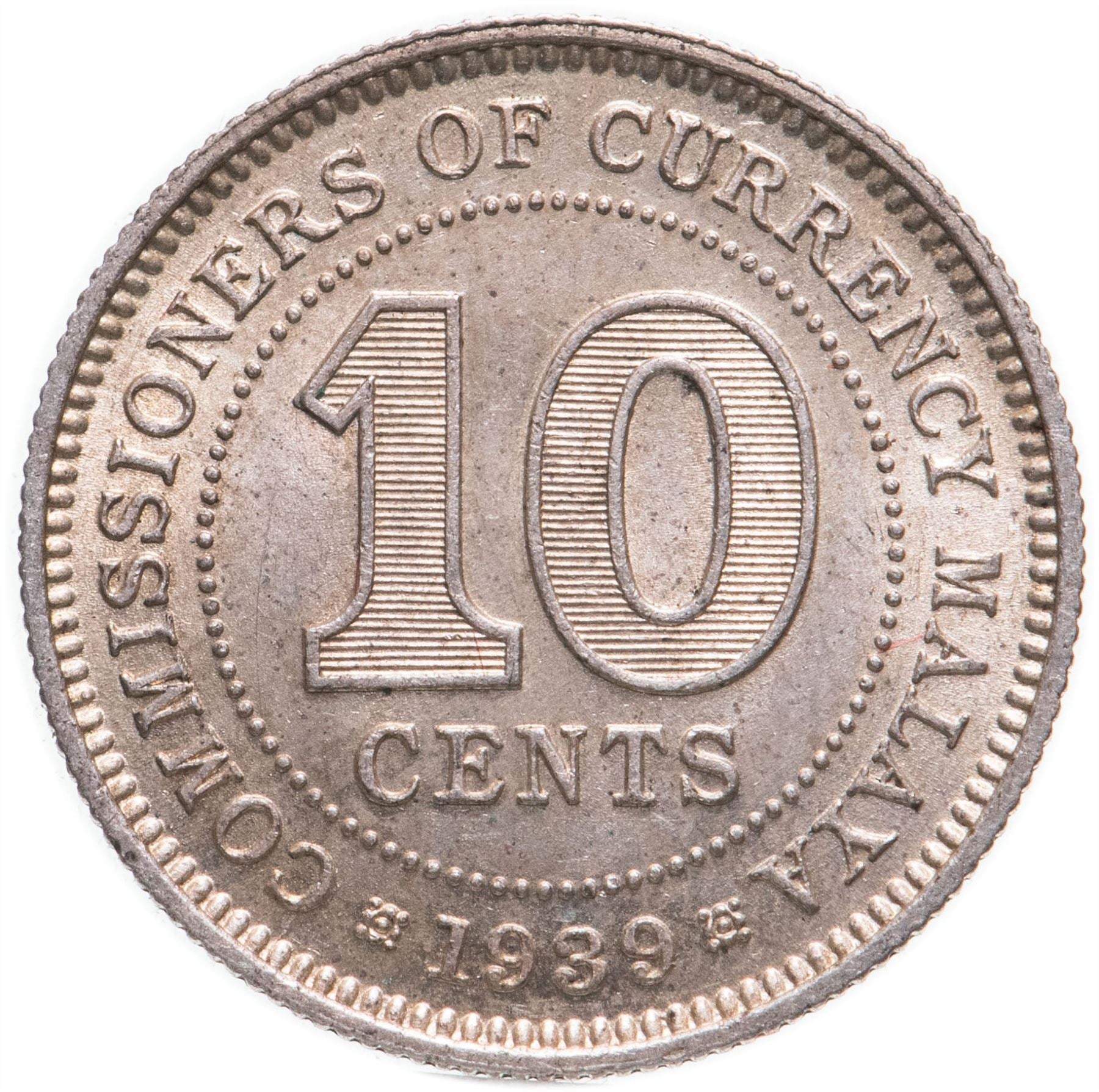 Malaya | 10 Cents Coin | George VI | Km:4 | 1939 - 1941