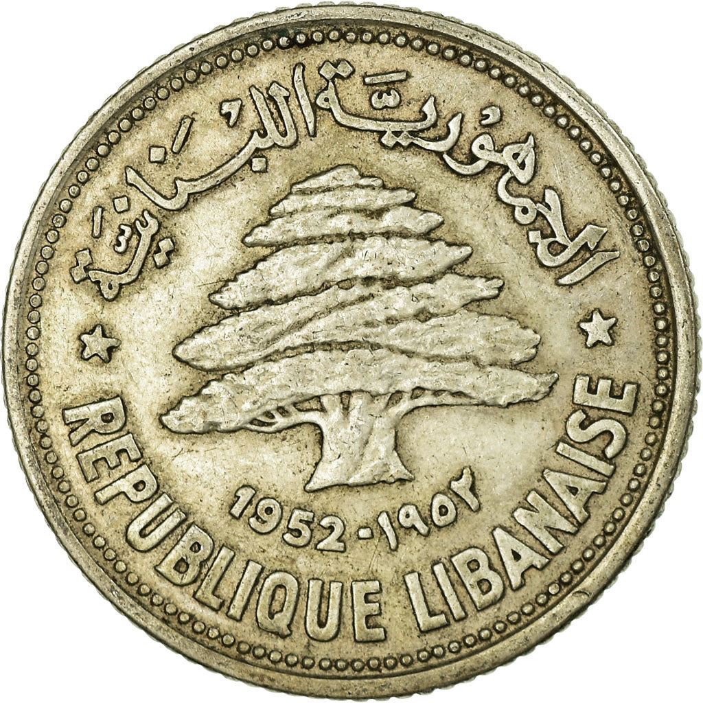Lebanon | 50 Qirsha / Piastres Coin | Cedar tree | Km:17 | 1952