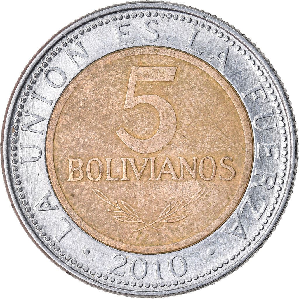 Bolivia | 5 Bolivianos | Bimetallic | Coat of Arms | KM:219 | 2010-2012