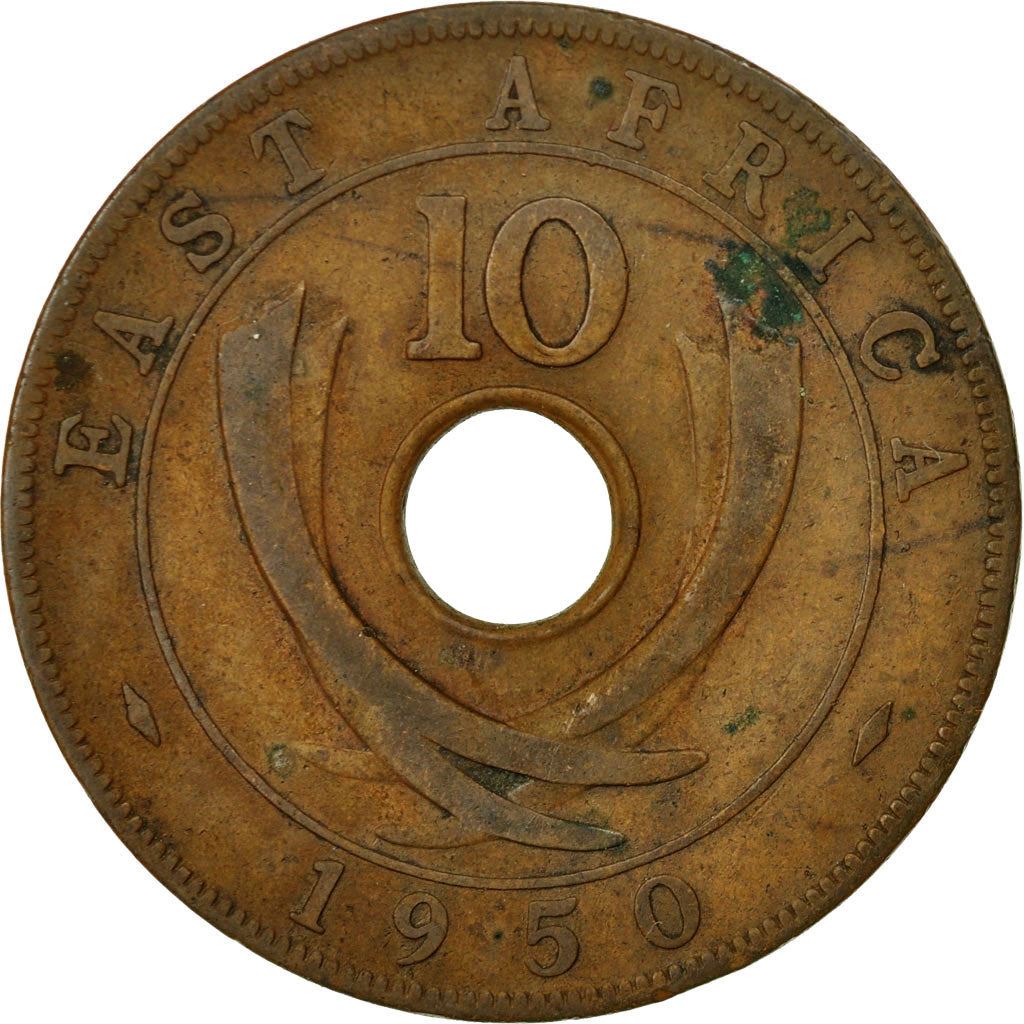 East Africa | 10 Cents Coin | Crown | Tusks | Km:34 | 1949 - 1952