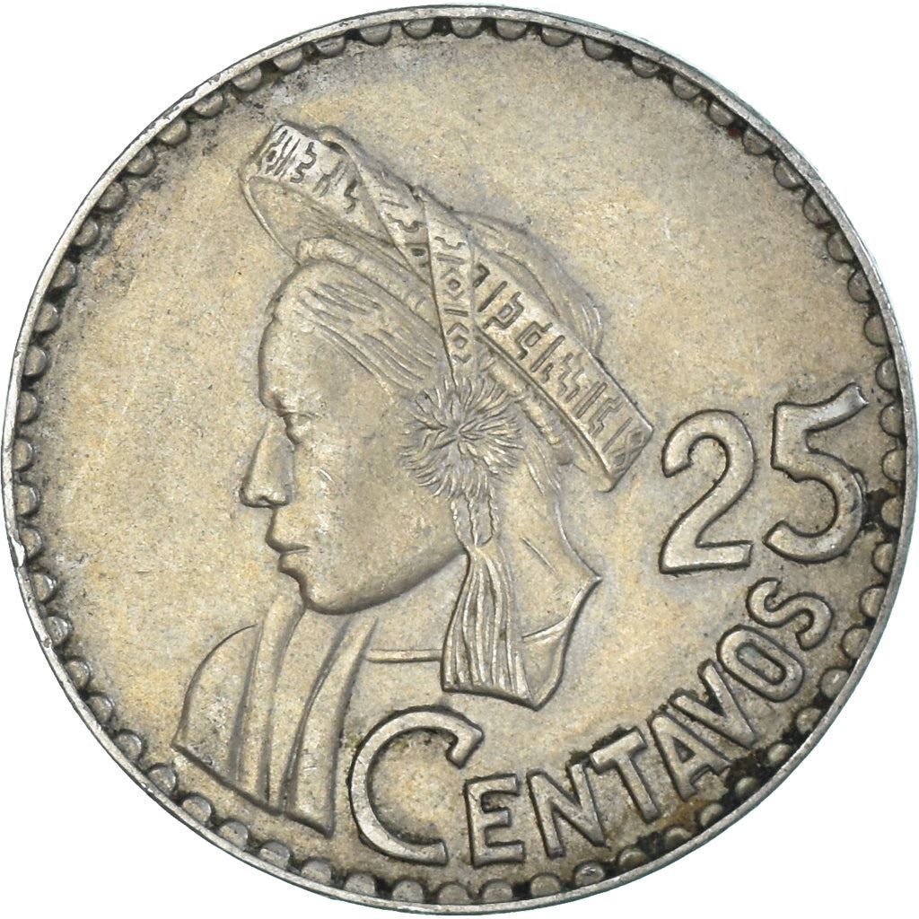 Guatemala | 25 Centavos Coin | Native bust | Km:268 | 1965 - 1966