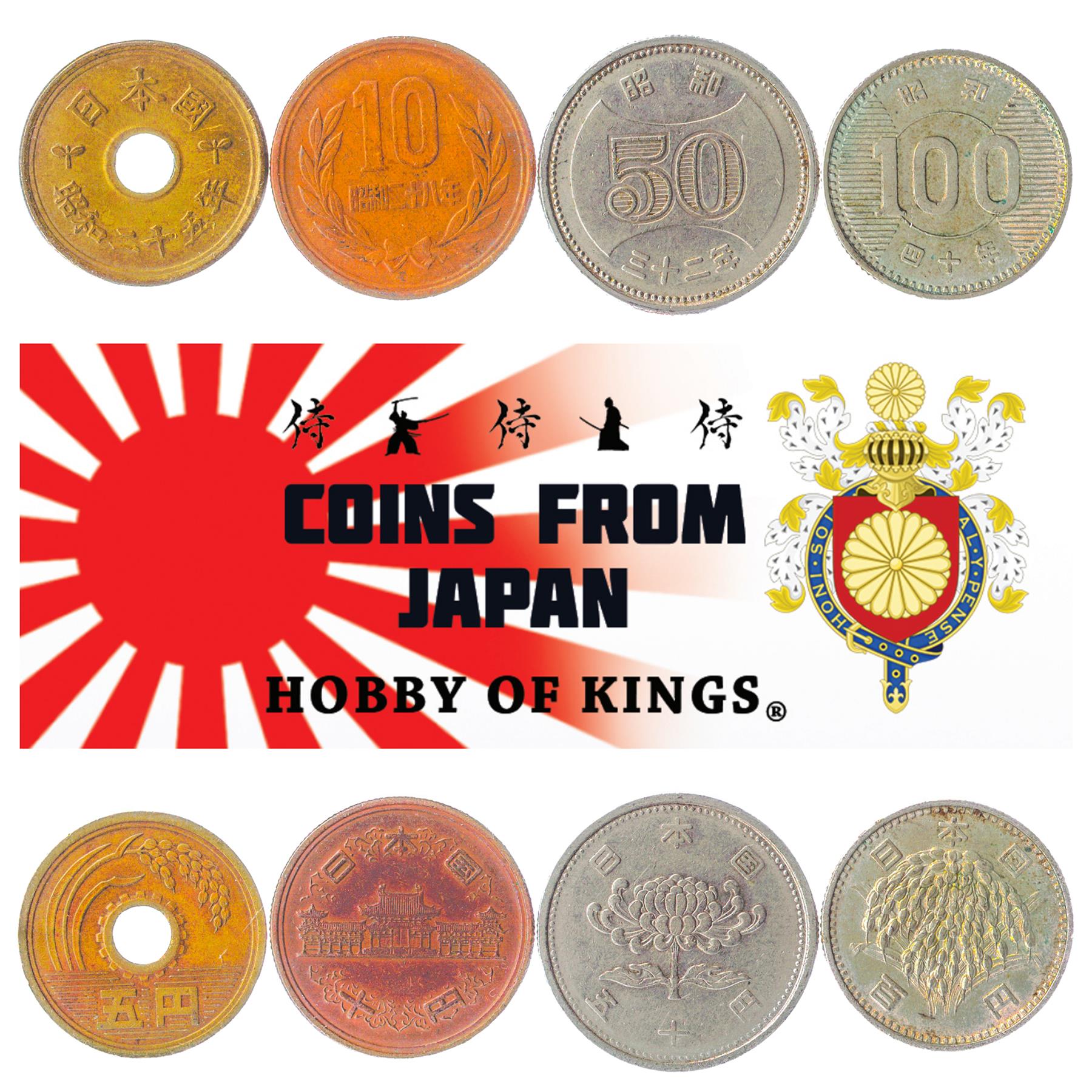 Japan | 4 Coin Set | 5 10 50 100 Yen | 1949 - 1966