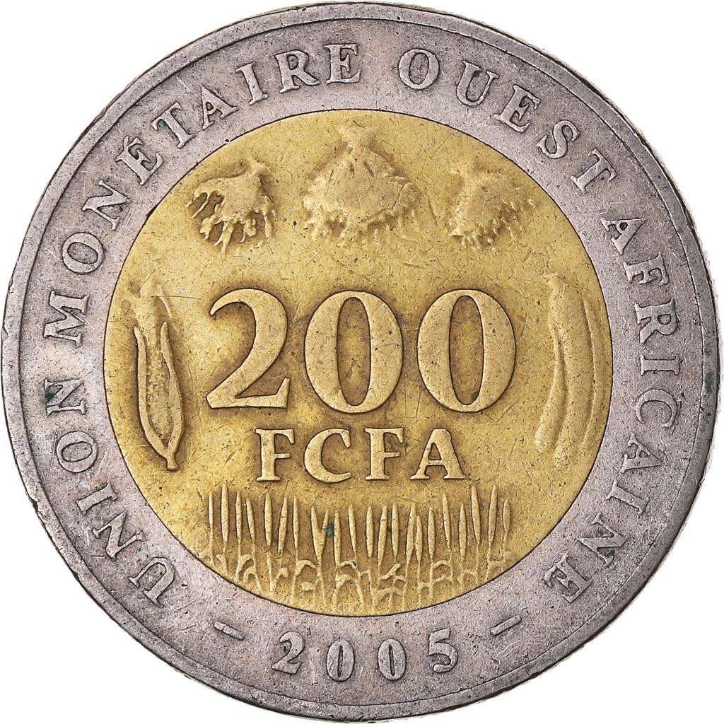 Western African States | 200 Francs Cfa Coin | Emblem of Central Africa | Crops | Km:14 | 2003 - 2018