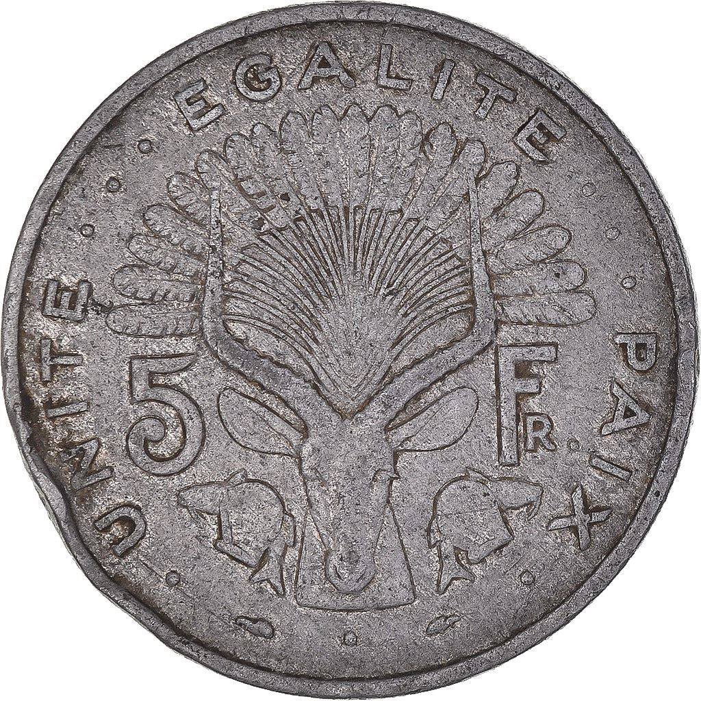 Djibouti | 5 Francs Coin | Knife | Spear | Shield | Waterbuck | Km:22 | 1977 - 1999