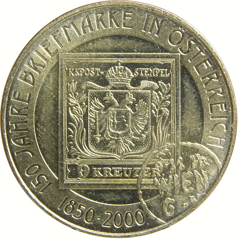 Austria | 20 Schilling Coin | Austrian Postage Stamps | KM3064 | 2000