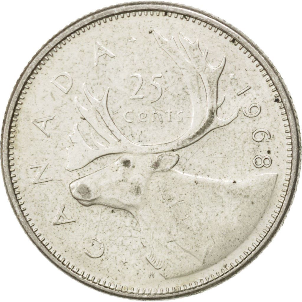 Canada | 25 cent mønt | Sølv | 2. portræt | KM:62a | 1968