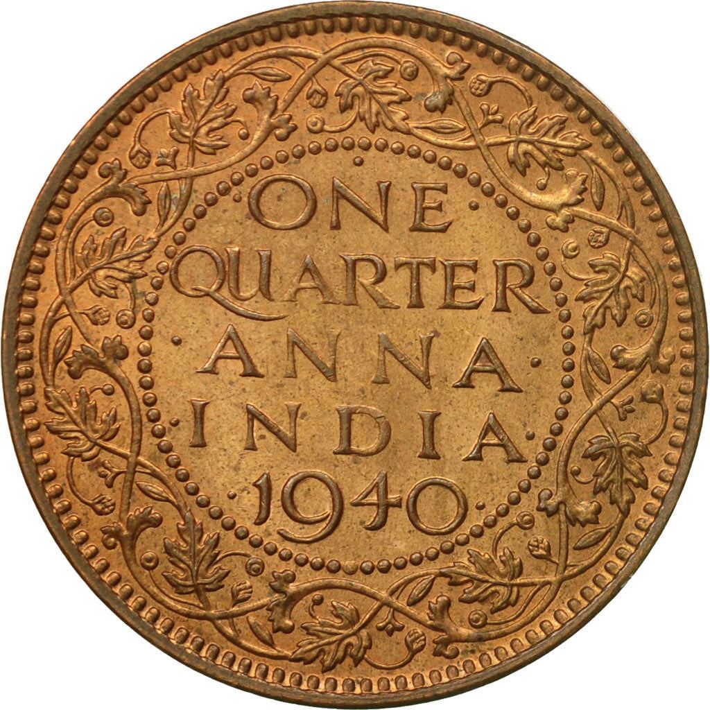 India - British | 1/4 Anna Coin | King George VI | Km:531 | 1940 - 1942