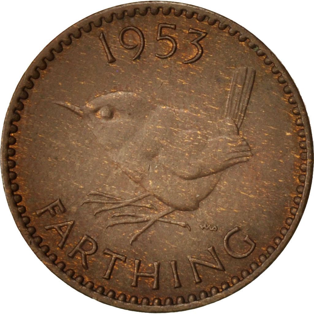 United Kingdom | 1 Farthing Coin | Eurasian wren | Km:881 | 1953