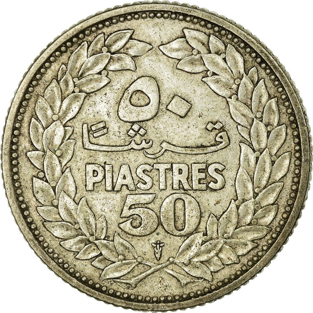 Lebanon | 50 Qirsha / Piastres Coin | Cedar tree | Km:17 | 1952