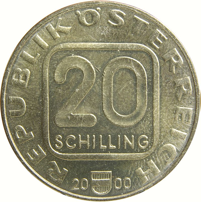 Austria | 20 Schilling Coin | Austrian Postage Stamps | KM3064 | 2000
