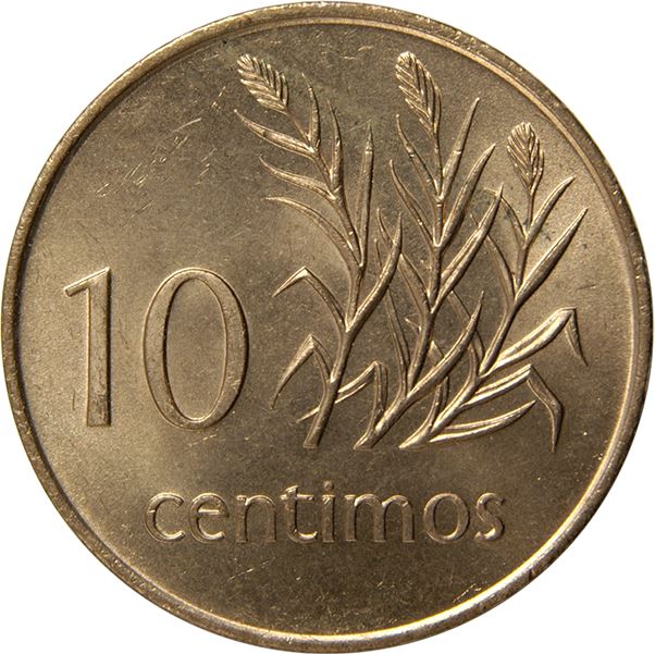Mozambique | 10 Centimos Coin | Samora Machel | Sugar Cane | KM:93 | 1975