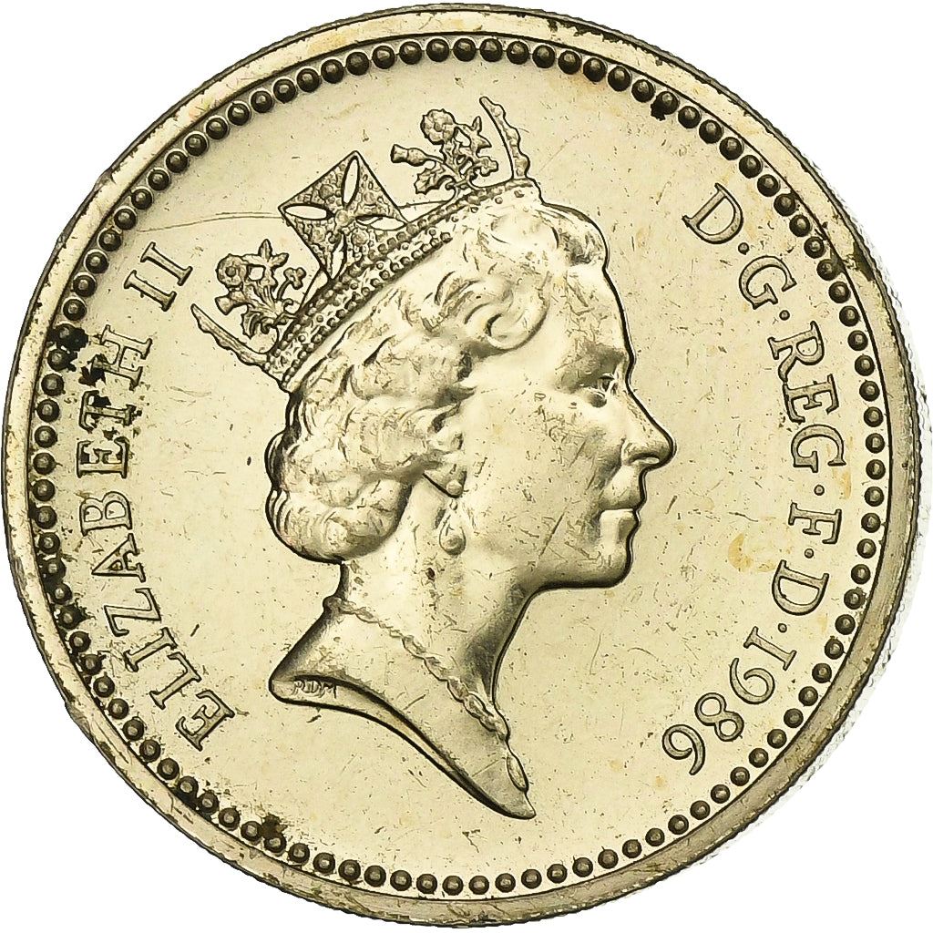 United Kingdom | 1 Pound Coin | Irish Flax | Km:946 | 1986 - 1991