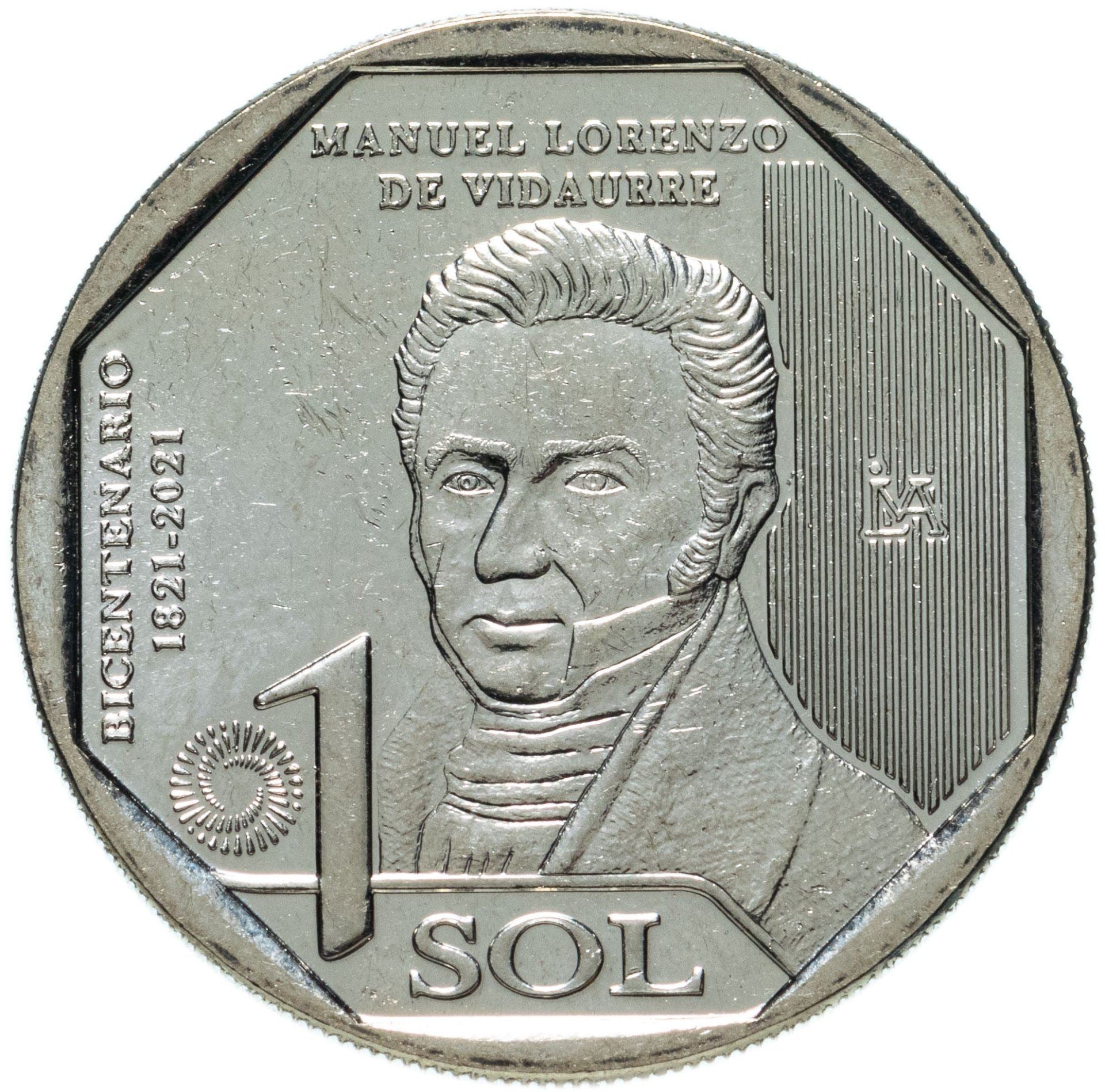 Peru | 1 Sol Coin | Manuel Lorenzo de Vidaurre | KM:433 | 2022