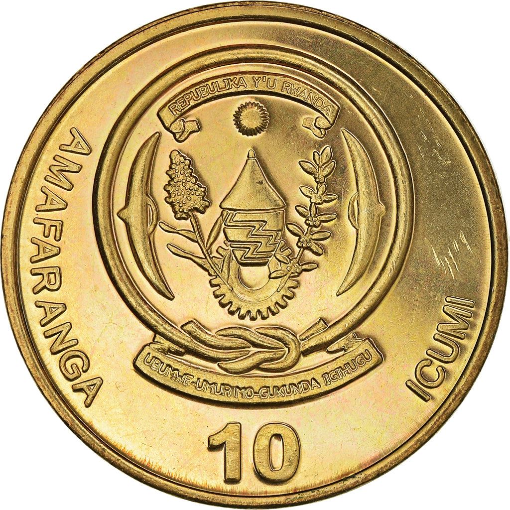 Rwanda | 10 Amafaranga Coin | Banana Tree | Km:24 | 2003