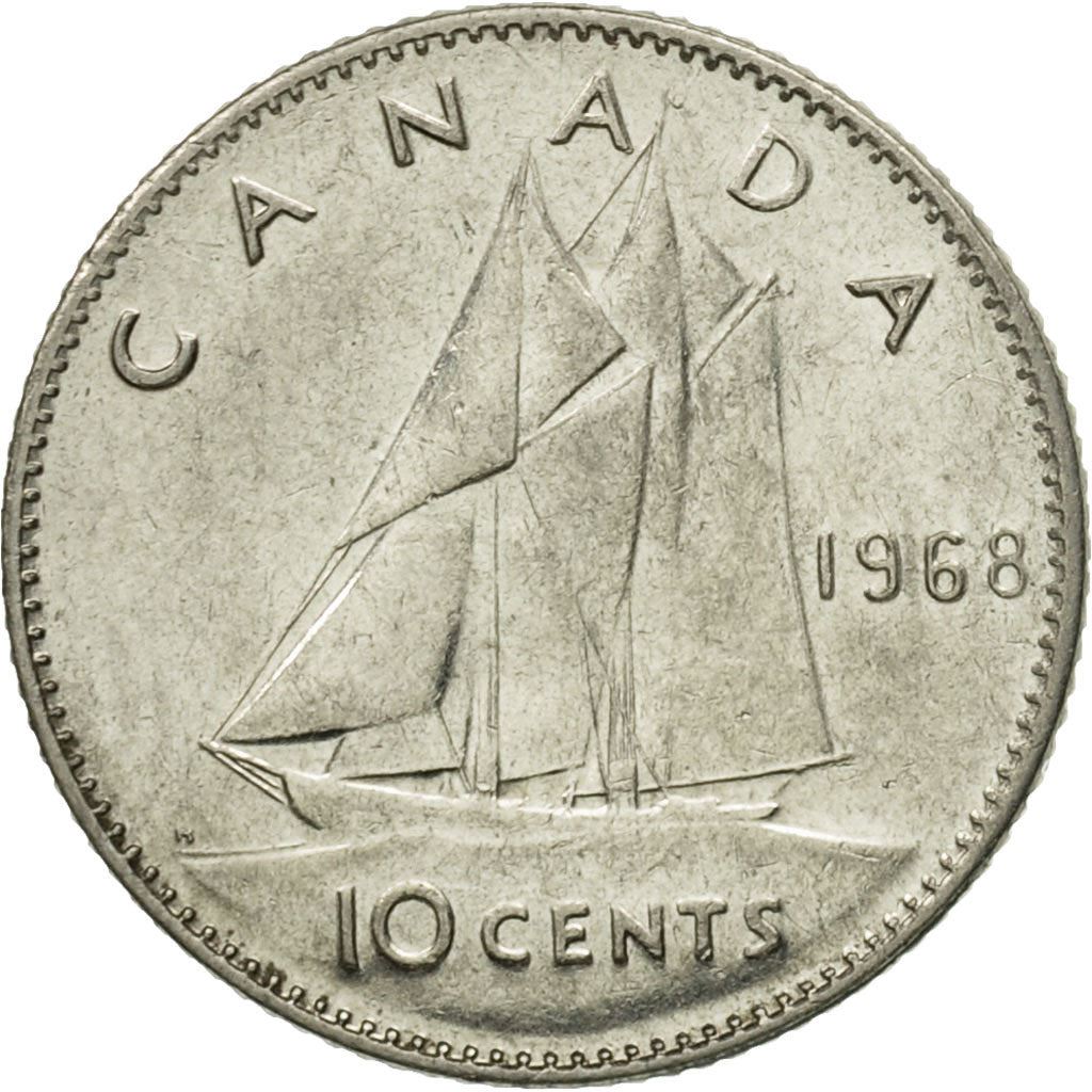 Canada | 10 cent mynt | Nikkel | 2. portrett | KM:72a | 1968