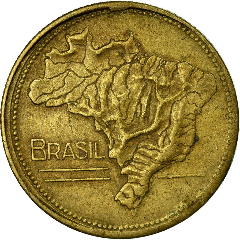 Brazil | 2 Cruzeiros Coin | Map of Brazil | Km:559 | 1942 - 1956
