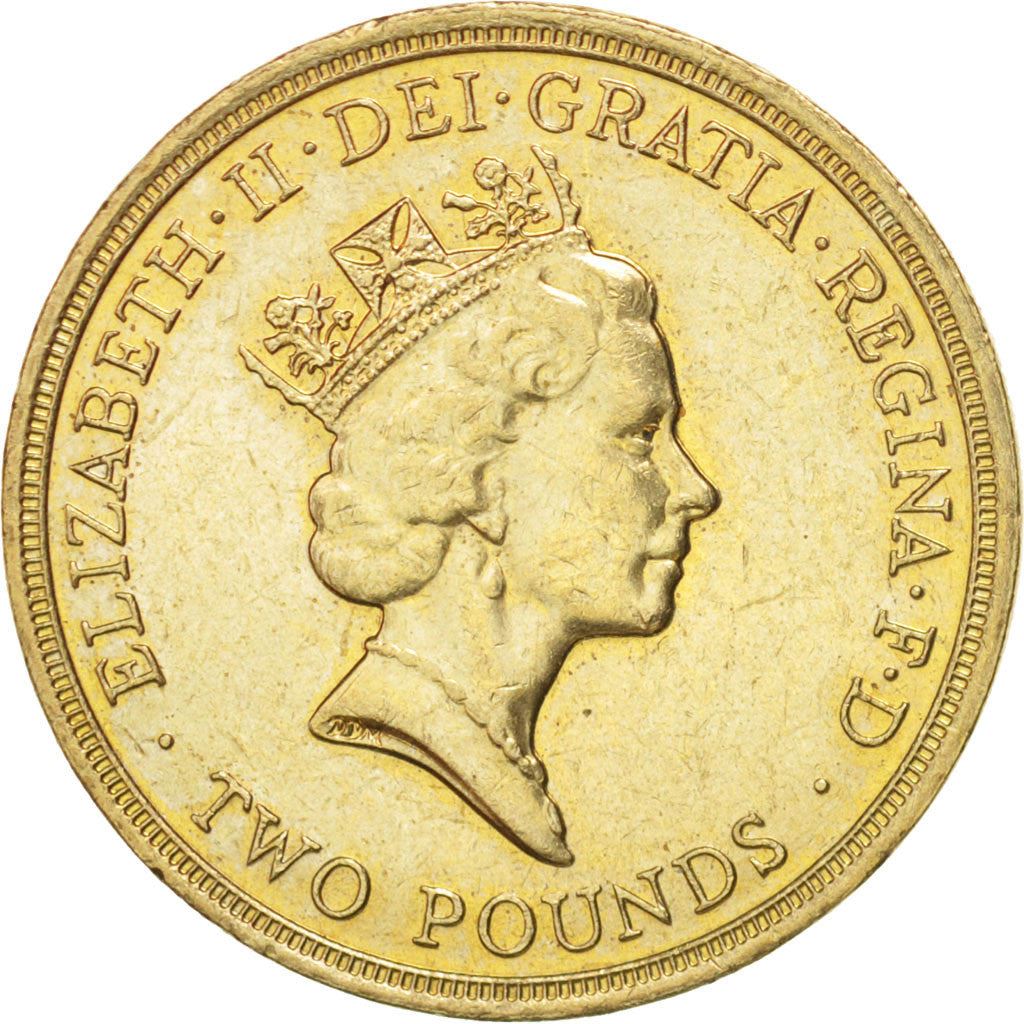 Moneta da 2 Sterline del Regno Unito | Gran Bretagna | Ritratto n. 3 della Regina Elisabetta II | Dichiarazione dei Diritti | 1989