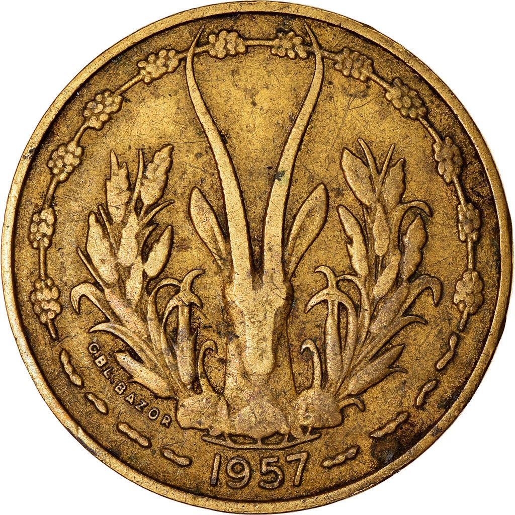 French West Africa | 10 Francs Togo Coin | Sawfish | Gazelle | Maize | Km:8 | 1957