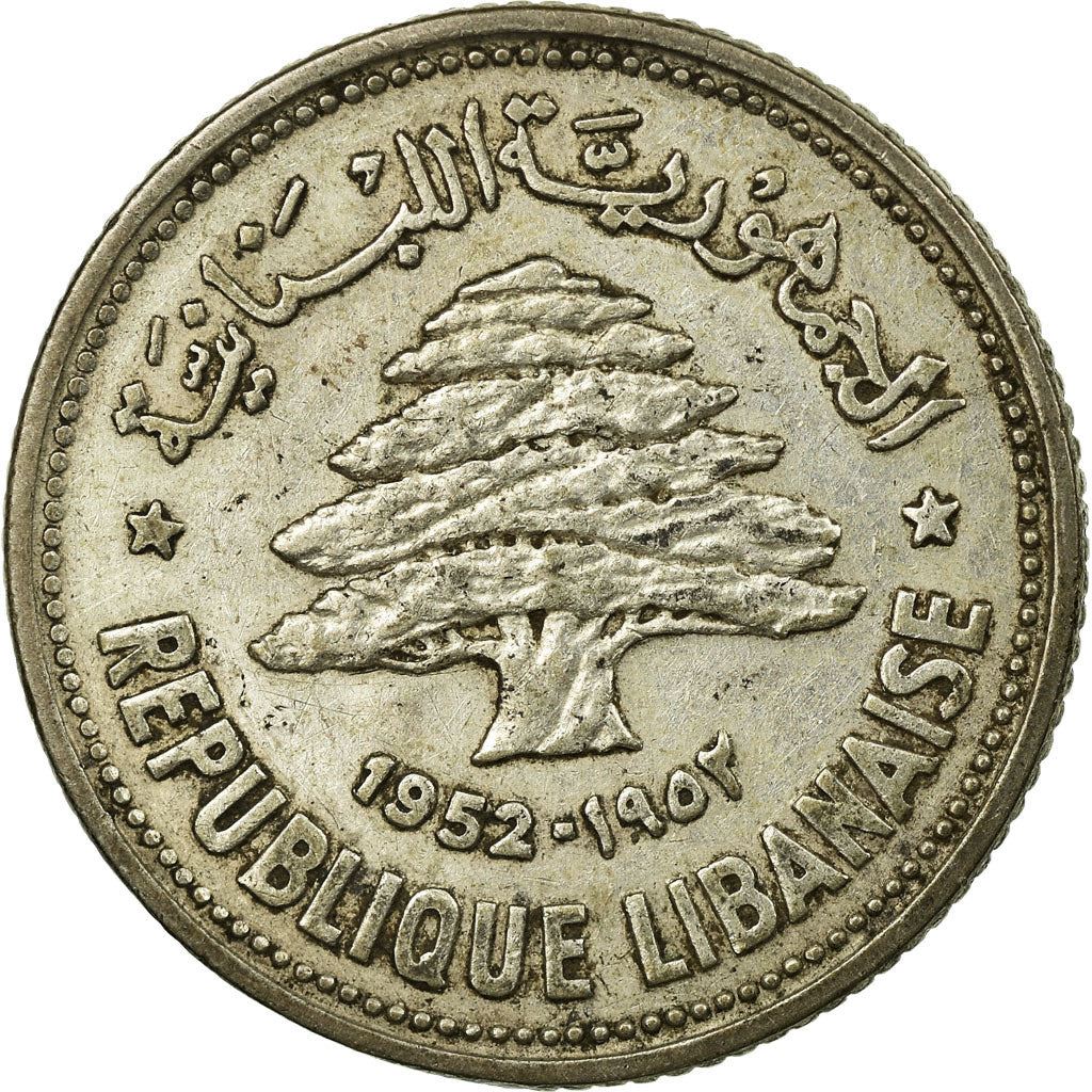 Lebanon | 50 Qirsha / Piastres Coin | Cedar tree | Km:17 | 1952