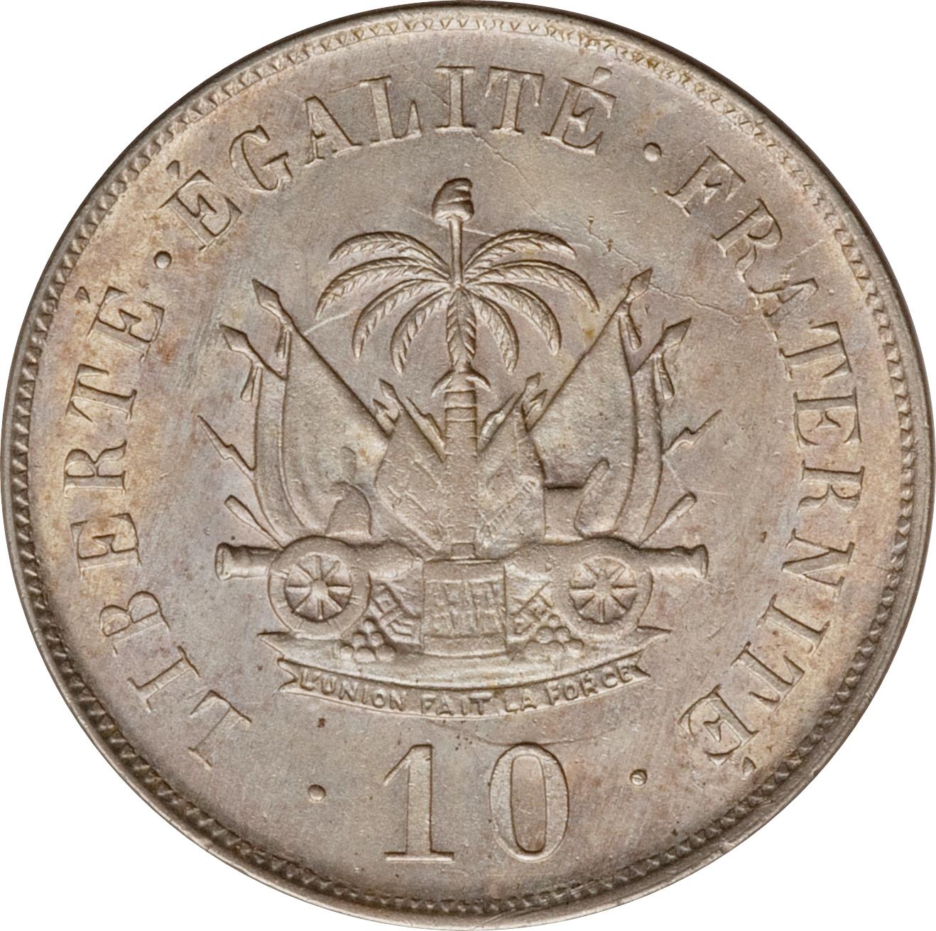 Haiti | 10 Centimes Coin | General Pierre Nord-Alexis | Cannon | KM:54 | 1906