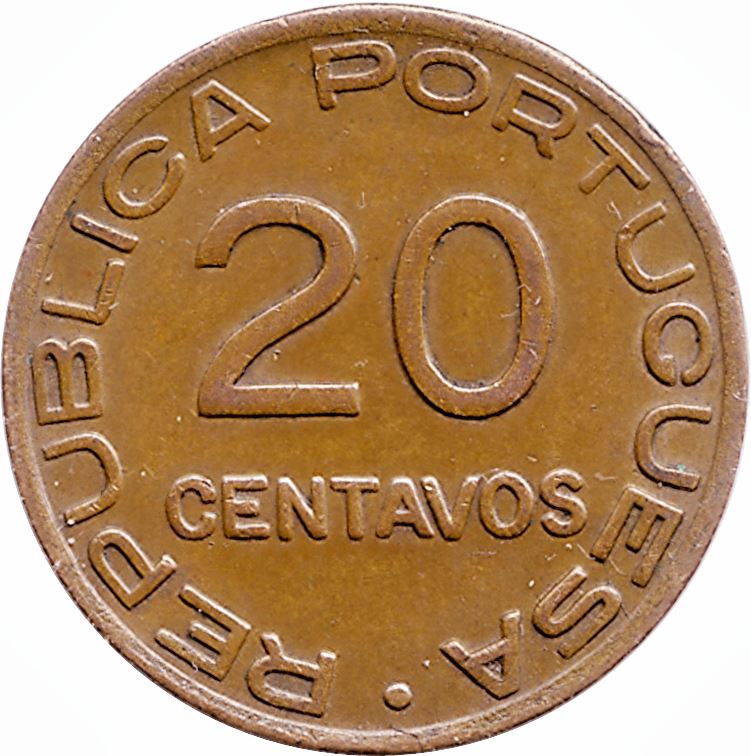 Mozambique | 20 Centavos Coin | Globe | Shield | KM:64 | 1936