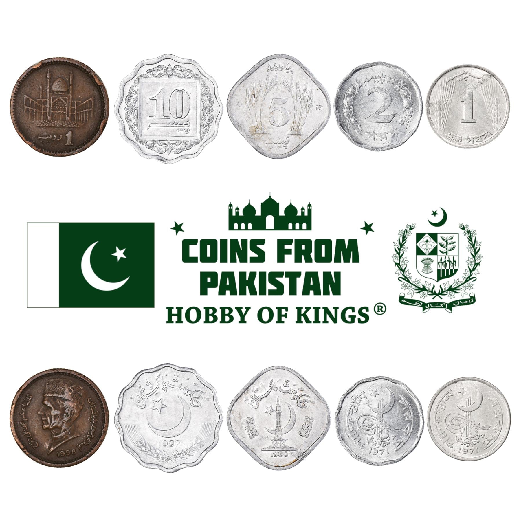 5 Mixed Coins From Pakistan | 10 Paisa - 1 Rupee | 1961 - 2018