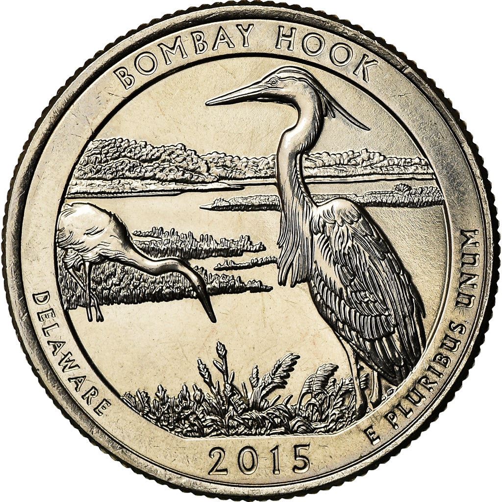 United States | 1/4 Dollar Coin | Bombay Hook Wildlife Refuge | KM:600 | 2015