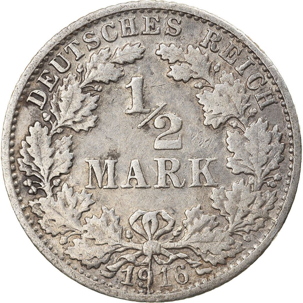 German Empire 1/2 Mark Coin | Deutsches Reich | Wilhelm II | Type 2 | KM17 | 1905 - 1919