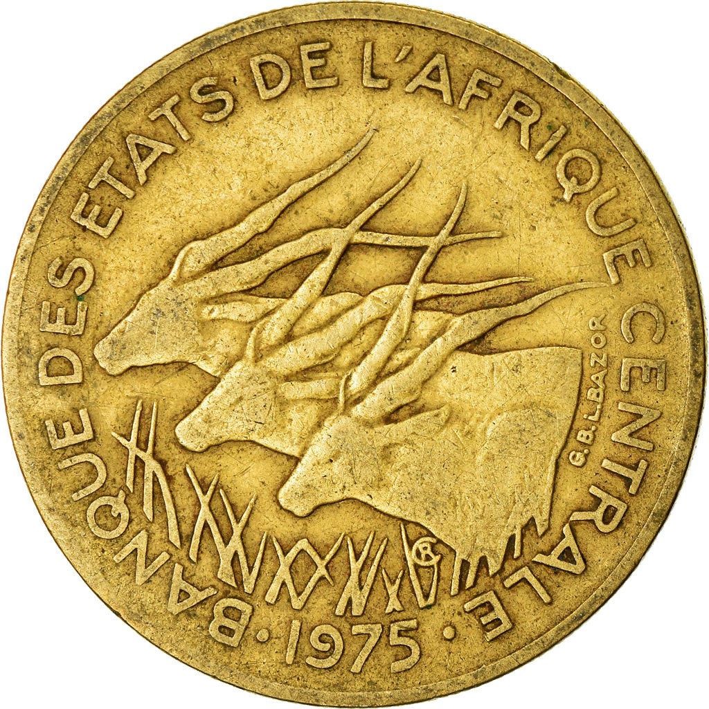 Central African States | 25 Francs Cfa Coin | Antelope | Crops | Km:10 | 1975 - 2003