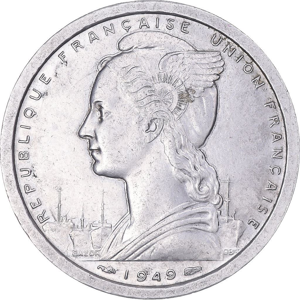 French Somaliland | 2 Francs Coin | Marianne | Waterbuck | Km:5 | 1948 - 1949