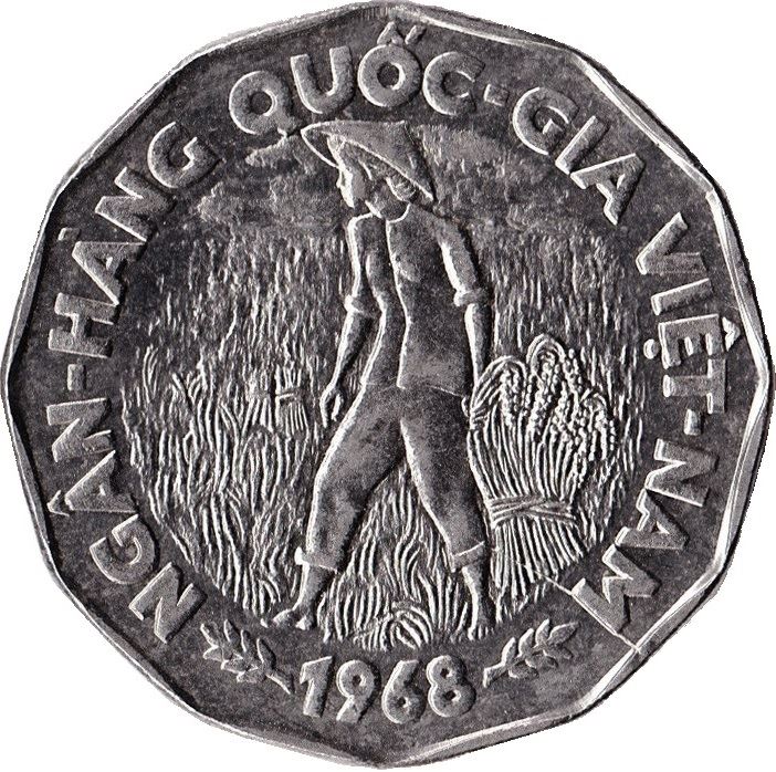 South Vietnam | 20 Dong Coin | Farmer | Km:10 | 1968