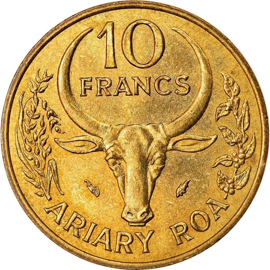 Madagascar | 10 Francs / 2 Ariary Coin | Zebu | Vanilla | Km:11 | 1970 - 1989