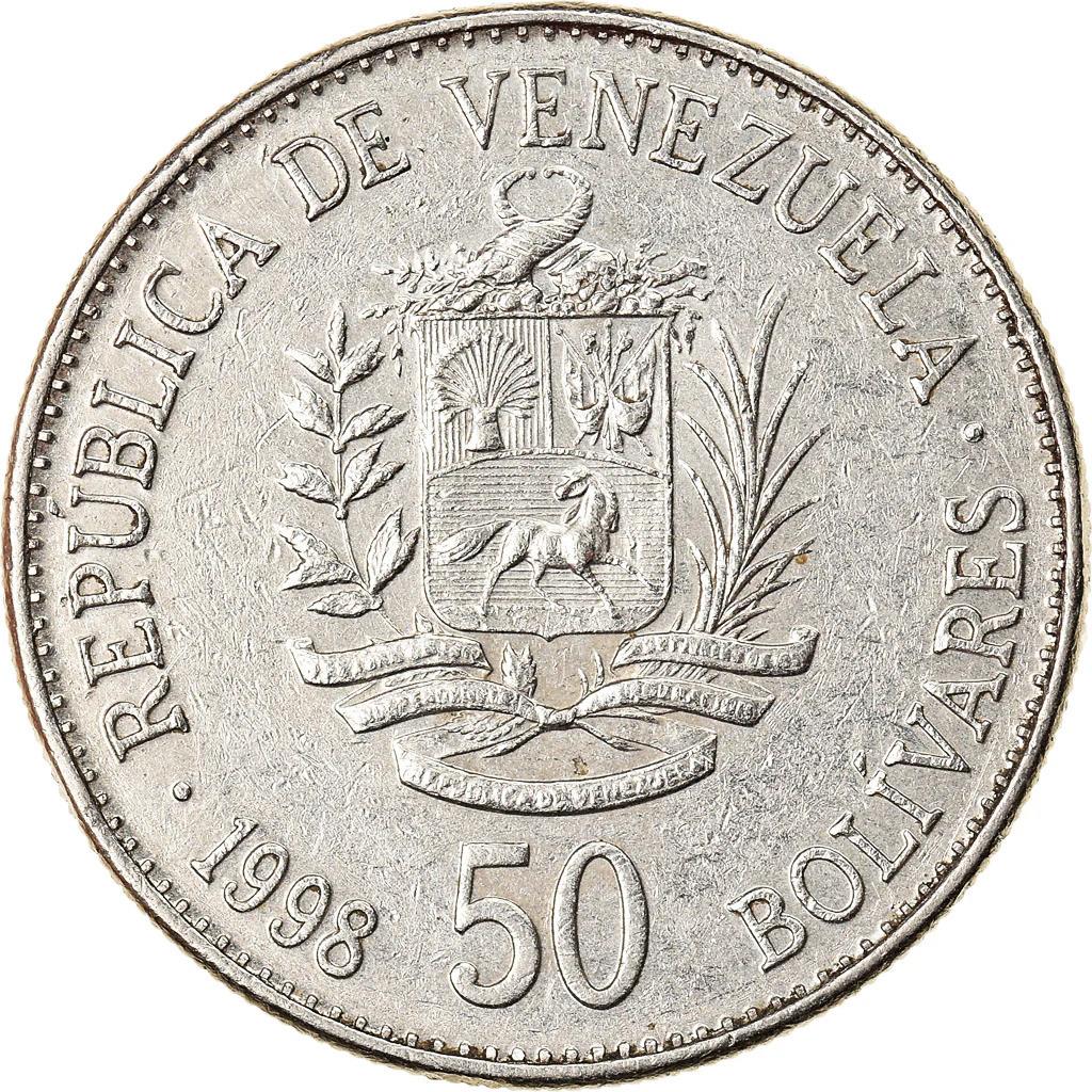 Venezuela | Moneda de 50 bolívares | Palomo Horse | Simón Bolívar | KM77.1 | 1998