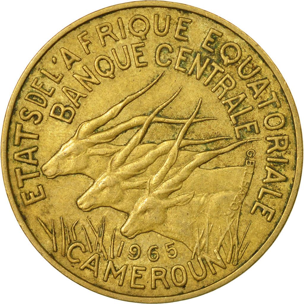 Central African States | 10 Francs Cfa Coin | Antelope | Crops | Km:2A | 1965 - 1972