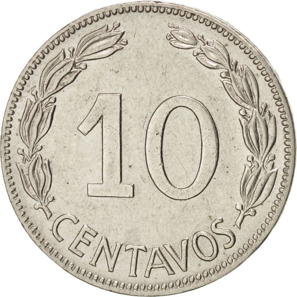 Ecuador | 10 Centavos | Nickel clad steel | Coat of Arms | KM:76c | 1964-1972