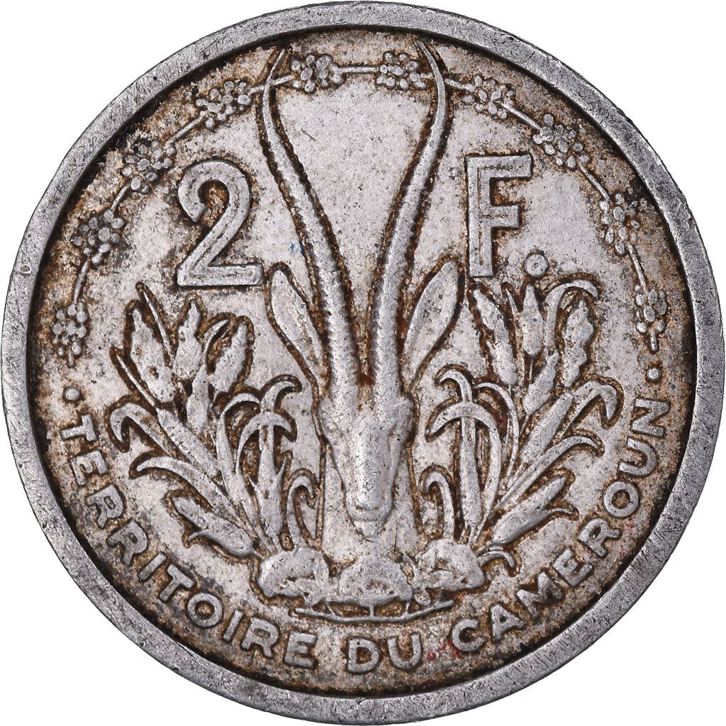 French Cameroon | 2 Francs Coin | Liberty | Phrygian cap | Gazelle | Ships | Km:9 | 1948