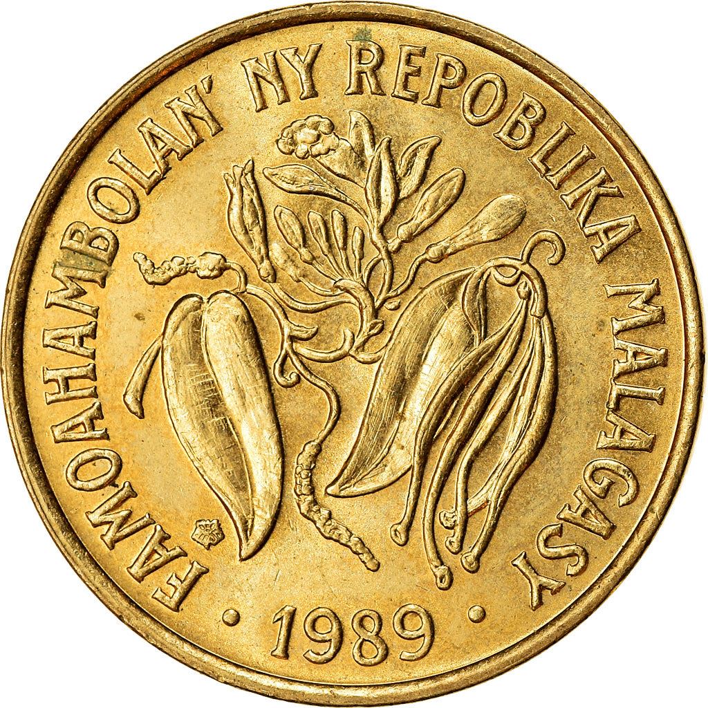 Madagaskaras | 10 frankų / 2 ariariai moneta | Zebuas | Vanilė | Km:11 | 1970 - 1989