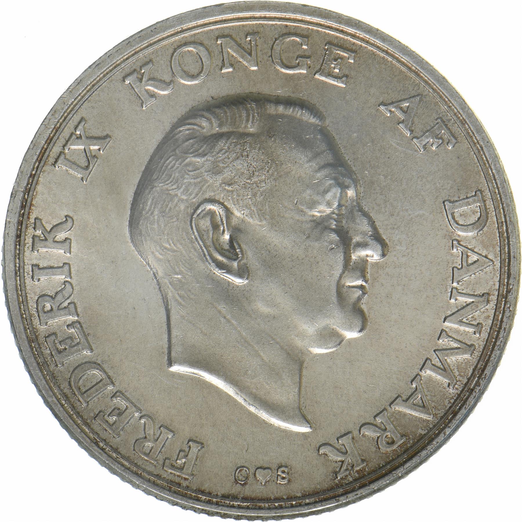 Denmark | 2 Kroner Coin | Silver | Princess Margrethe's 18th Birthday | KM:845 | 1958