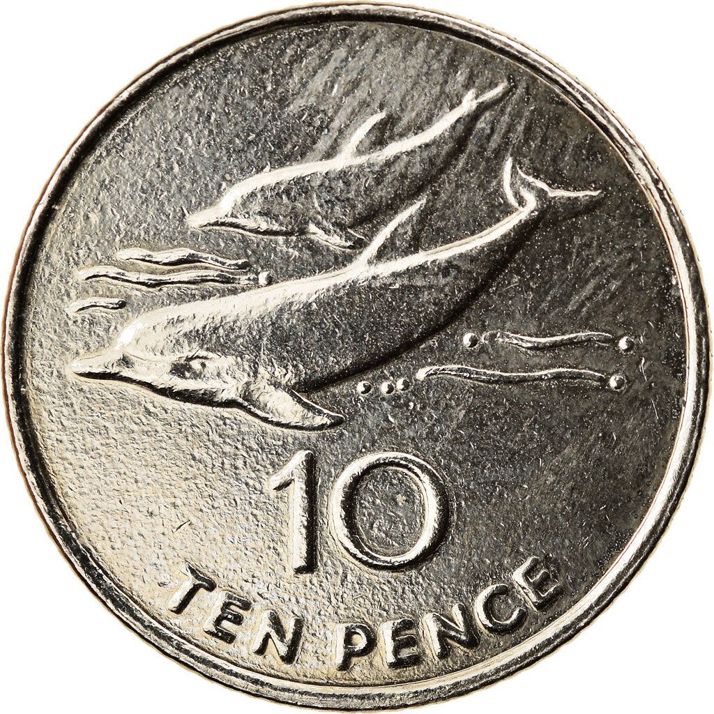 Saint Helena och Ascension | 10 Pence Mynt | Elizabeth II | Delfin | Km:23 | 1998 - 2006
