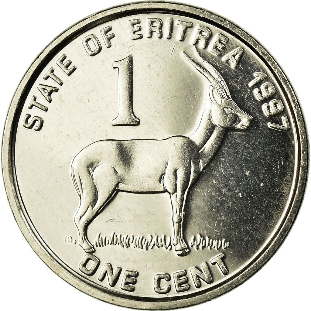Eritrea | 1 Cent Mynt | Gasell | Soldater | Flagga | Km:43 | 1997