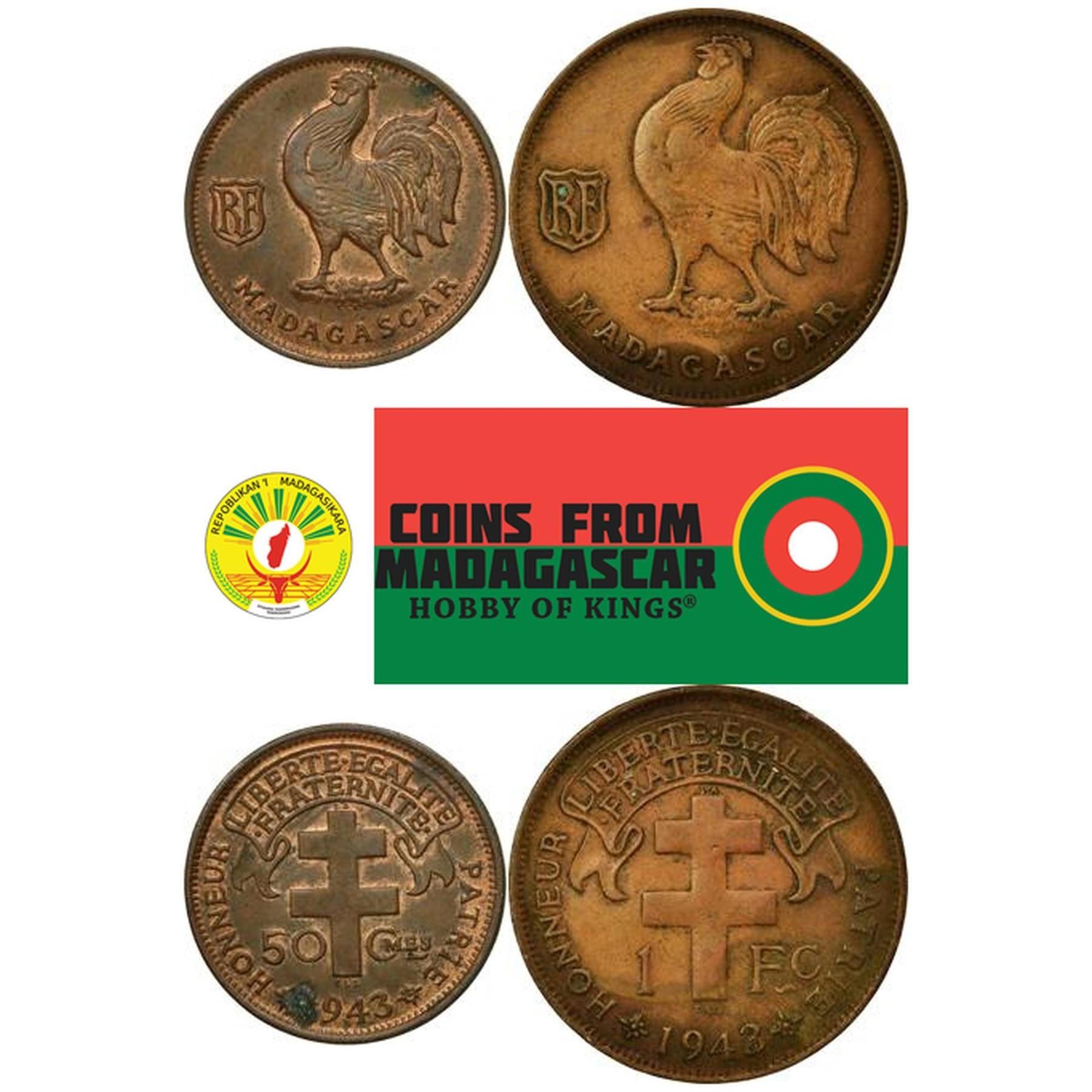 Madagascar | 2 Munten Set | 50 Centimes 1 Franc | 1943