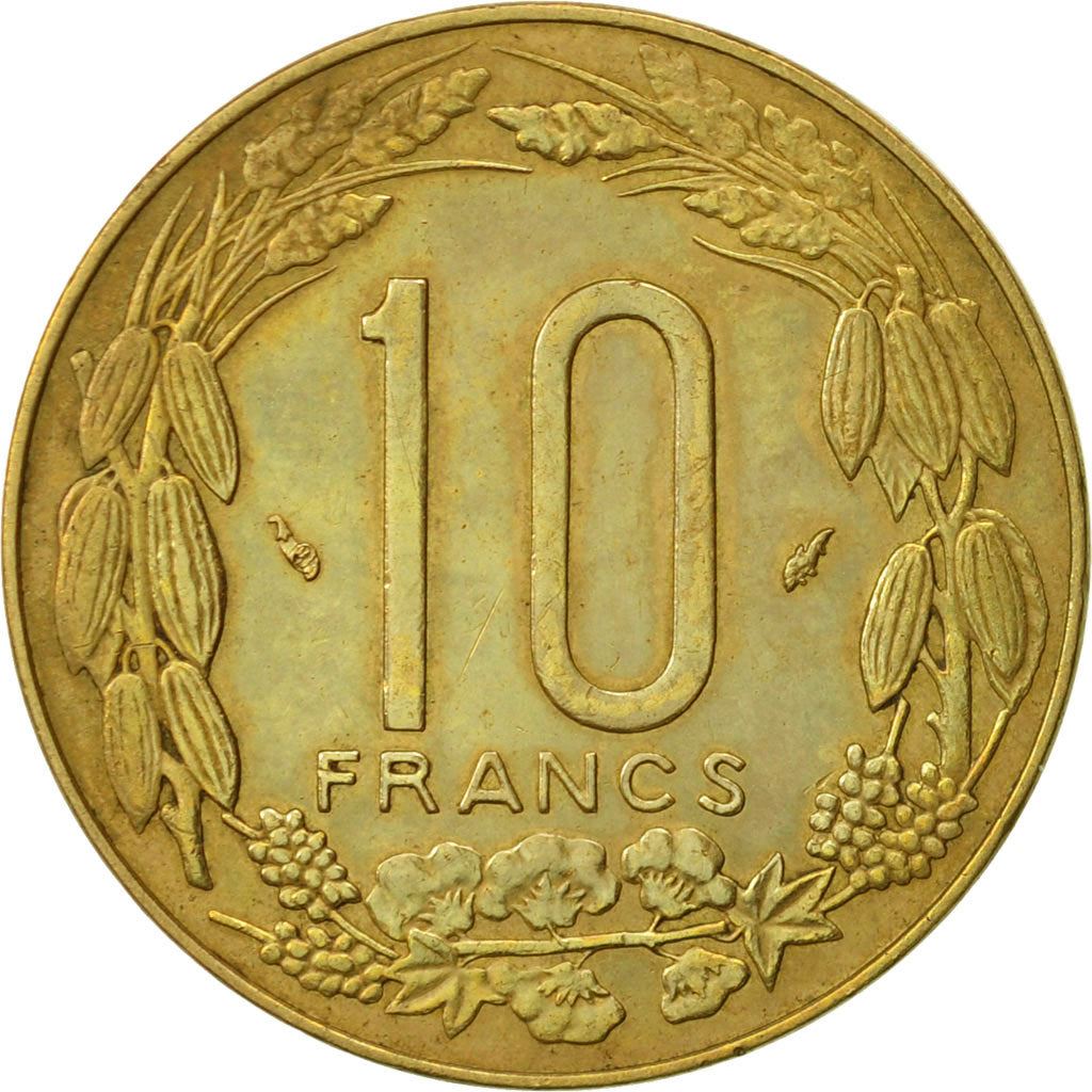 Central African States | 10 Francs Cfa Coin | Antelope | Crops | Km:9 | 1974 - 2003