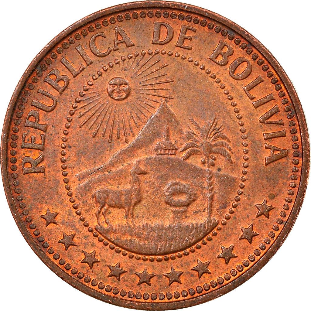 Bolivia | 10 Centavos | Copper clad steel | Coat of Arms | KM:188 | 1965-1973