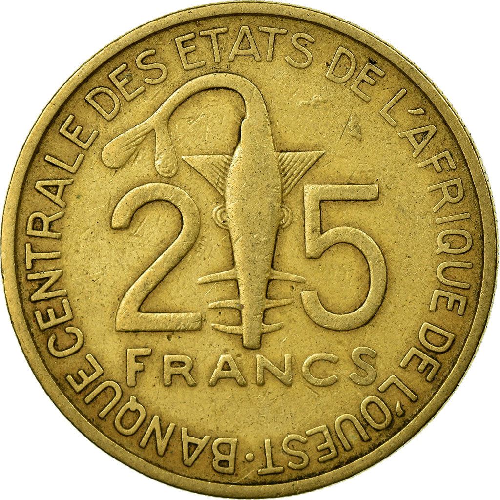 Western African States | 25 Francs Cfa Coin | Emblem of Central Bank | Gazelle | Km:5 | 1970 - 1979