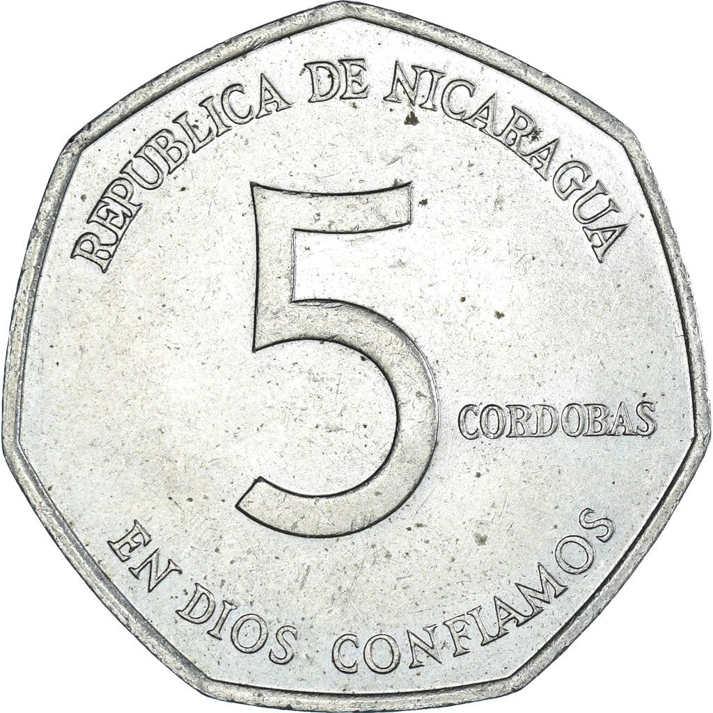 Nicaragua | 5 Cordobas Coin | Augusto Nicolás Sandino | Revolutionary | Km:44 | 1980